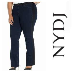 NYDJ Dark Wash Denim Straight Jean Size 10 Tuxedo Stripe NEW NWT